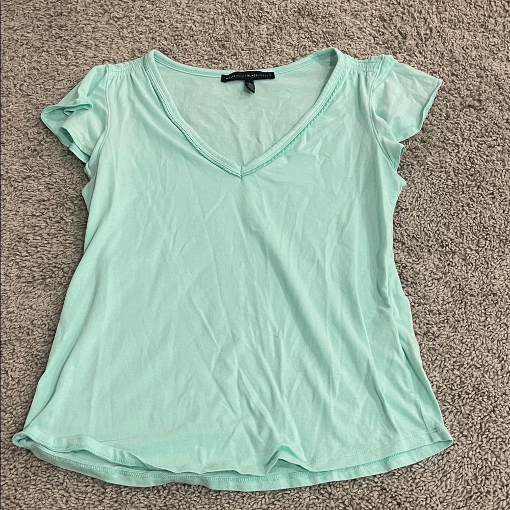 White House Black Market Mint V-Neck Tee
